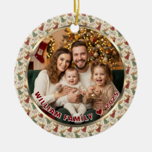 Vintage Christmas Angels Custom Photo & Name Ceramic Ornament