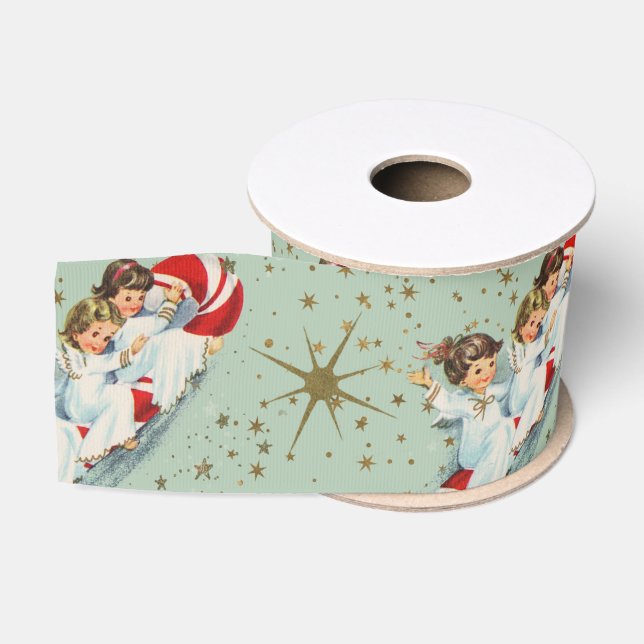 Vintage Christmas Angels Grosgrain Ribbon (Spool)