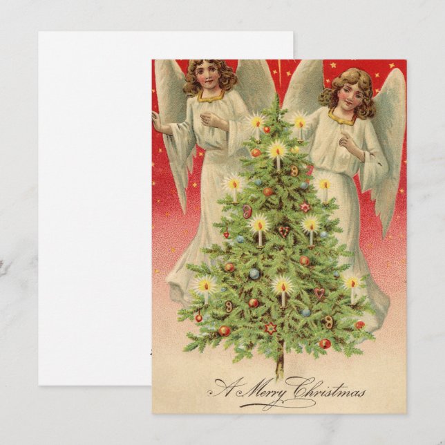 Vintage Christmas Angels Holiday Card (Front/Back)