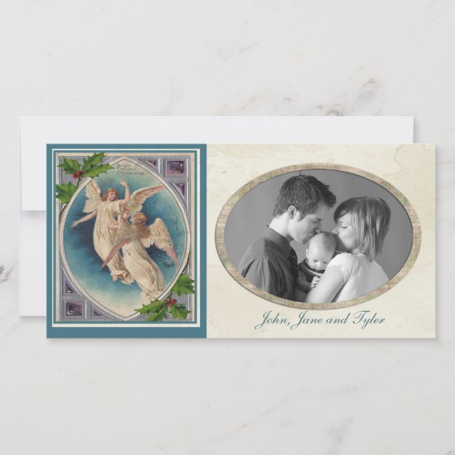 Vintage Christmas Angels Holiday Card (Front)