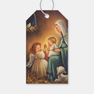 Vintage Christmas Angels & Mary With Baby Jesus Gift Tags