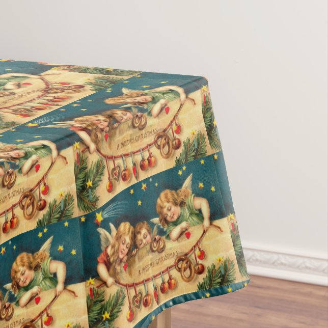 Vintage Christmas Angels Tablecloth (In Situ)