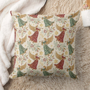 Vintage Christmas Angels Throw Pillow