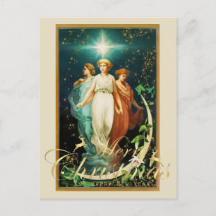 Vintage Christmas Angels with Star Postcard