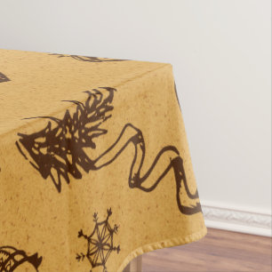 vintage christmas animals and bird hand drawn tablecloth