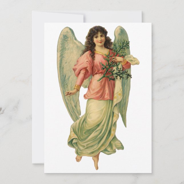Vintage Christmas Antique Angel in Pink Invitation (Front)