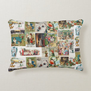 Vintage Christmas Antique Collage Accent Pillow