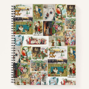 Vintage Christmas Antique Collage Xmas Notebook