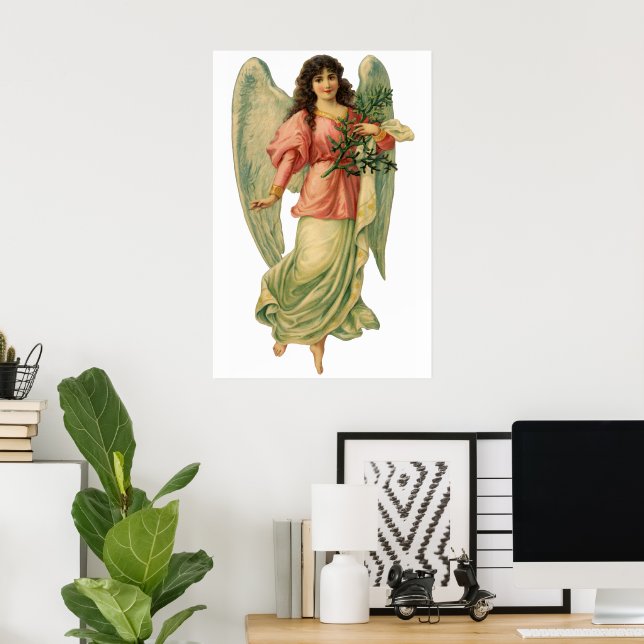 Vintage Christmas, Antique Victorian Angel Poster (Home Office)