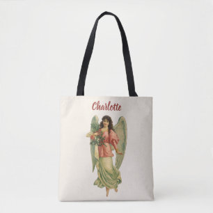 Vintage Christmas, Antique Victorian Angel Tote Bag