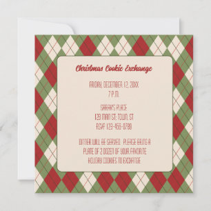 Vintage Christmas Argyle Pattern Square Invitation
