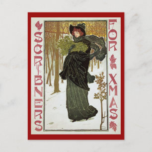 Vintage Christmas Art Nouveau Scribners Cover 1895 Holiday Postcard