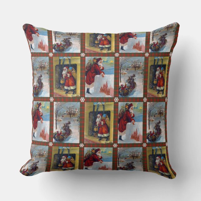 Vintage Christmas Art Pattern Throw Pillow (Front)