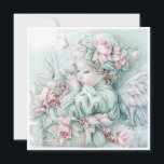 Vintage Christmas Baby Angel Pastel Holiday Card<br><div class="desc">Elegant vintage Christmas greeting card with a pastel teal,  pink,  and blue baby angel. Personalized on the back with your message and name. Contact me for assistance with your customization or to request additional matching or coordinating Zazzle products.</div>