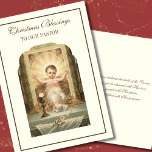 Vintage Christmas  Baby Jesus Tabernacle Priest<br><div class="desc">Featuring a beautiful vintage image of the  Baby Jesus on the altar in a manger. The text is lovely to give to a special priest. All text and fonts can be modified.</div>