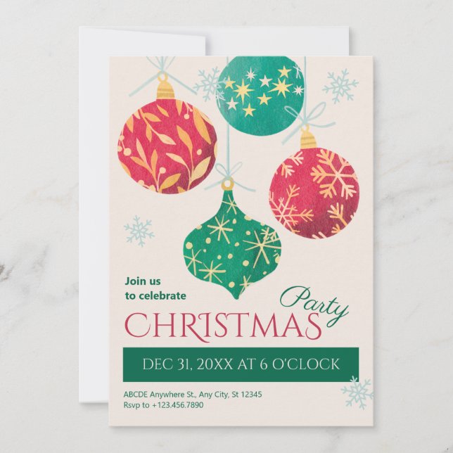Vintage christmas balls  invitation (Front)