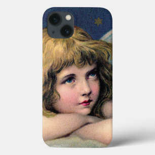 Vintage Christmas, Beautiful Angel with Gold Stars iPhone 13 Case