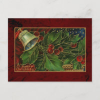 Vintage Christmas Bell and Holly