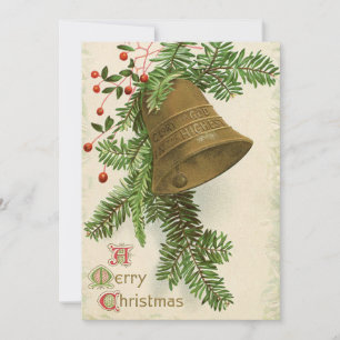 Vintage Christmas Bell (Evergreen) Flat Card