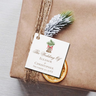 Vintage Christmas Bell Minimalist Holiday Wedding Favour Tags