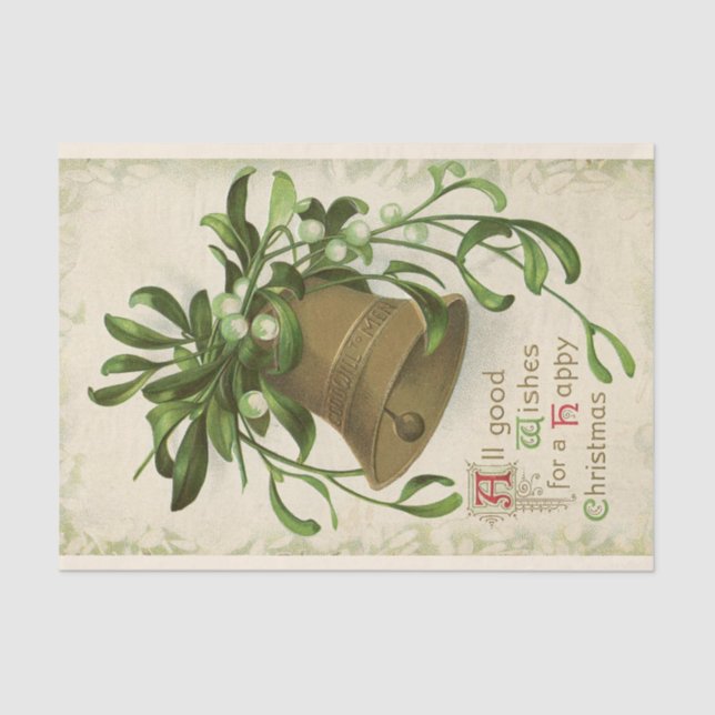 Vintage Christmas Bell (Mistletoe) Tissue Paper (Front)