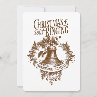 Vintage Christmas Bell Spirit Ringing Holiday Card