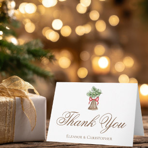 Vintage Christmas Bell Wedding Customized Thank You Card