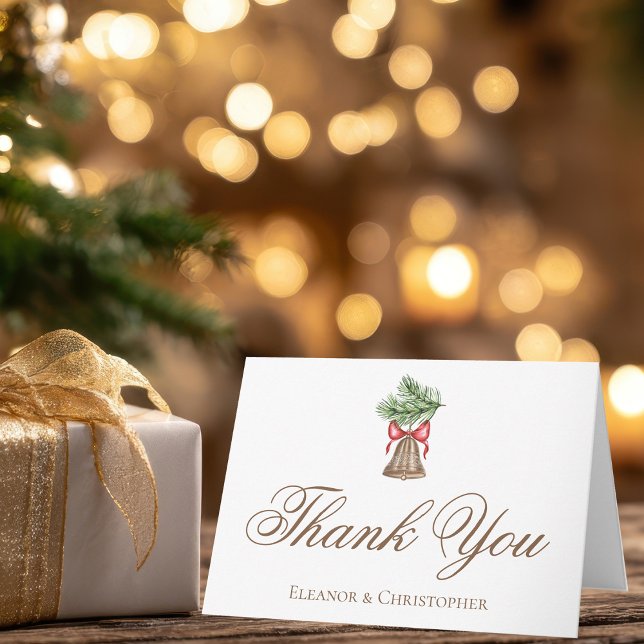 Vintage Christmas Bell Wedding Customized Thank You Card (Creator Uploaded)