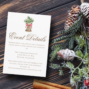 Vintage Christmas Bell Wedding Event Details Enclosure Card