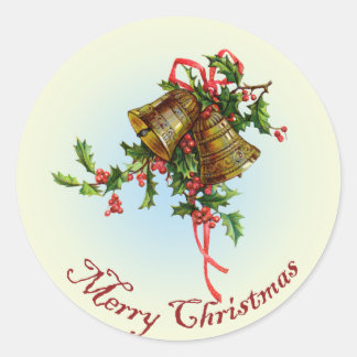 Vintage Christmas Bells Classic Round Sticker