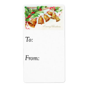 Vintage Christmas Bells Gift Tag