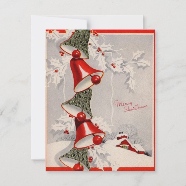 Vintage Christmas Bells Holiday Card (Front)