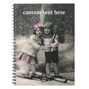 Vintage Christmas, Best Friends on Skis Notebook