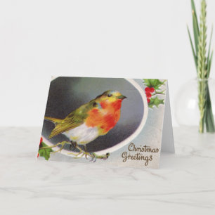Vintage Christmas Bird Holiday Card