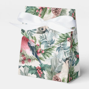 Vintage Christmas Birds and pines floral pattern Favor Box