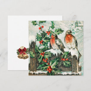 Vintage Christmas birds Carte de vacances