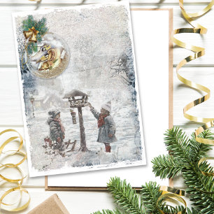Vintage Christmas Birds craft Tissue Paper