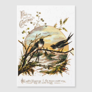 Vintage Christmas Birds Holiday Card
