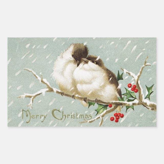 Vintage Christmas Birds Sticker (Front)