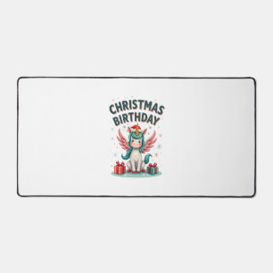 Vintage Christmas Birthday Girl Unicorn Cute Holid Desk Mat