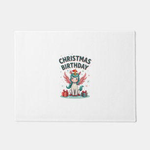 Vintage Christmas Birthday Girl Unicorn Cute Holid Doormat