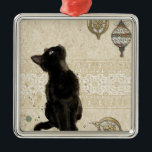 Vintage Christmas Black Cat Looking At Ornaments<br><div class="desc">Vintage Christmas Black Cat Looking At Ornaments</div>