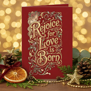 Vintage Christmas Blessing – Love Is Born Holiday Card