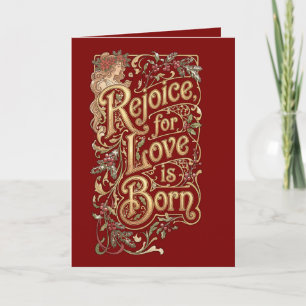 Vintage Christmas Blessing – Love Is Born Holiday Card