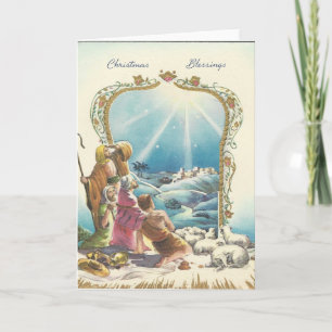 Vintage Christmas Blessings Holiday Card