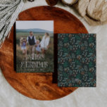 Vintage Christmas Botanical Vertical Photo Holiday Card<br><div class="desc">Festive and vintage Christmas photo card featuring typography font that says "Merry Christmas." Add your family photo that is vertical. The back of the card has hand drawn illustration of winter botanicals.</div>