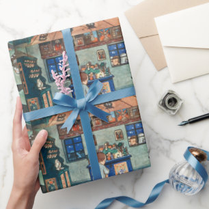 Vintage christmas boy and angle wrapping paper