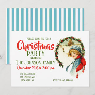 Vintage Christmas Boy            Invitation