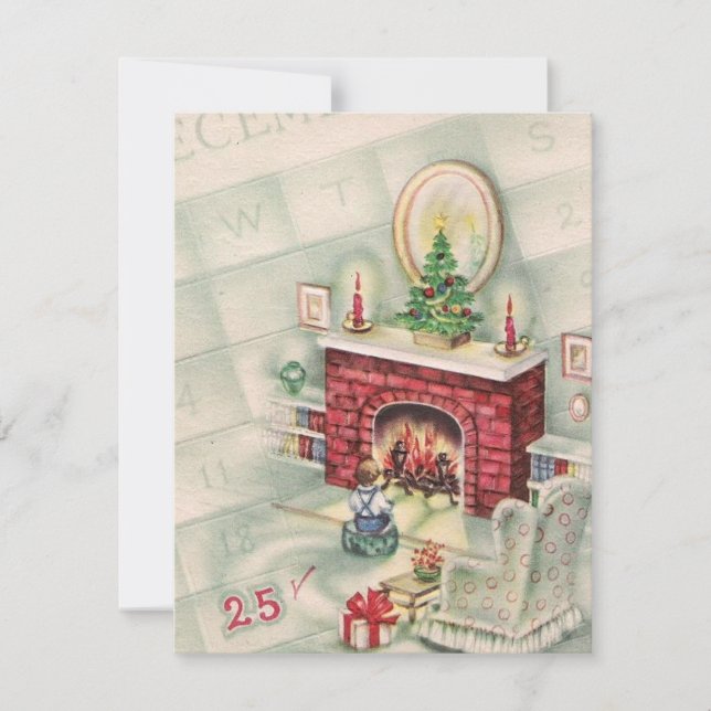 Vintage Christmas Calendar Countdown Holiday Card (Front)