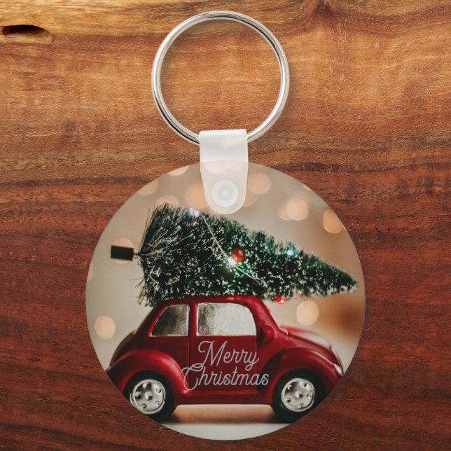 Vintage Christmas Car Keychain – Merry Holiday (Front)